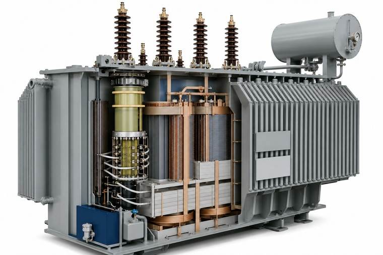 power transformer, cutaway